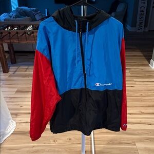 Champion Black, Red, and Blue Hooded Jacket